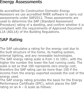 Energy Assessments  As accredited On Construction